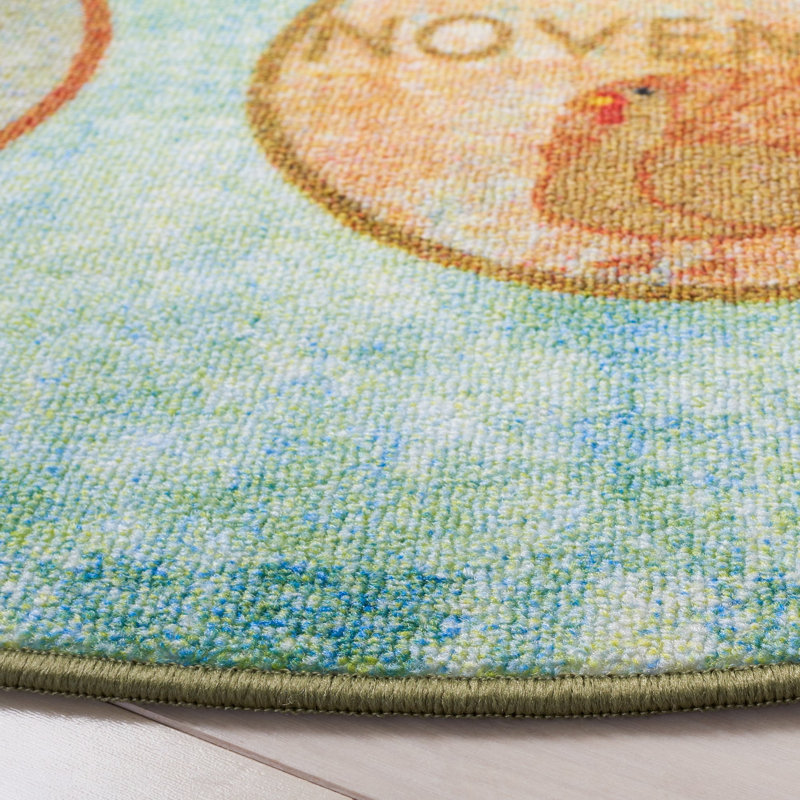 Bottisham Kids Playhouse 200 Performance Machine Washable Geometric Rug, Round 5'