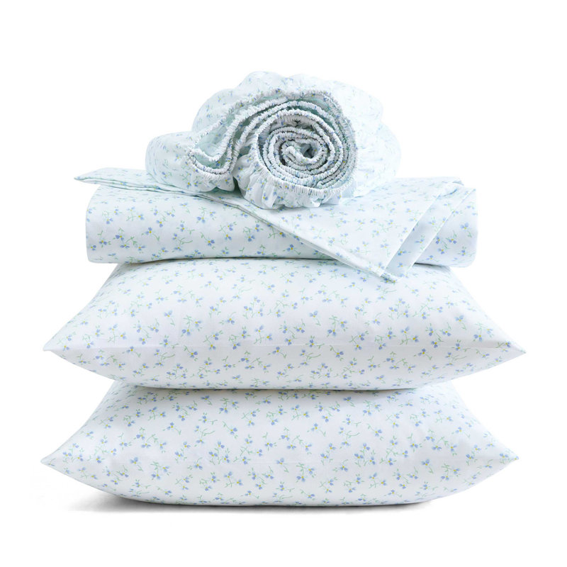 Betsey Johnson Printed Novelty Sheet Sets, Twin Sheet Set with 1 Standard Pillowcase, Ballet Floral Blue