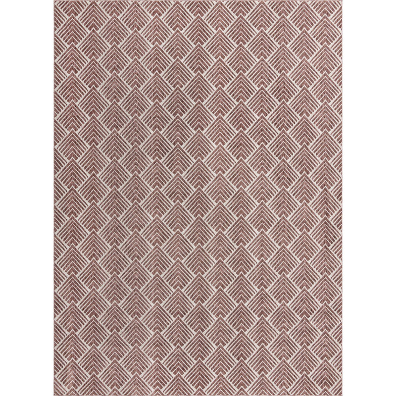 Tapis contemporain Ganesh couleur ivoire / rose cendré, Rectangle 10 pi x 13 pi