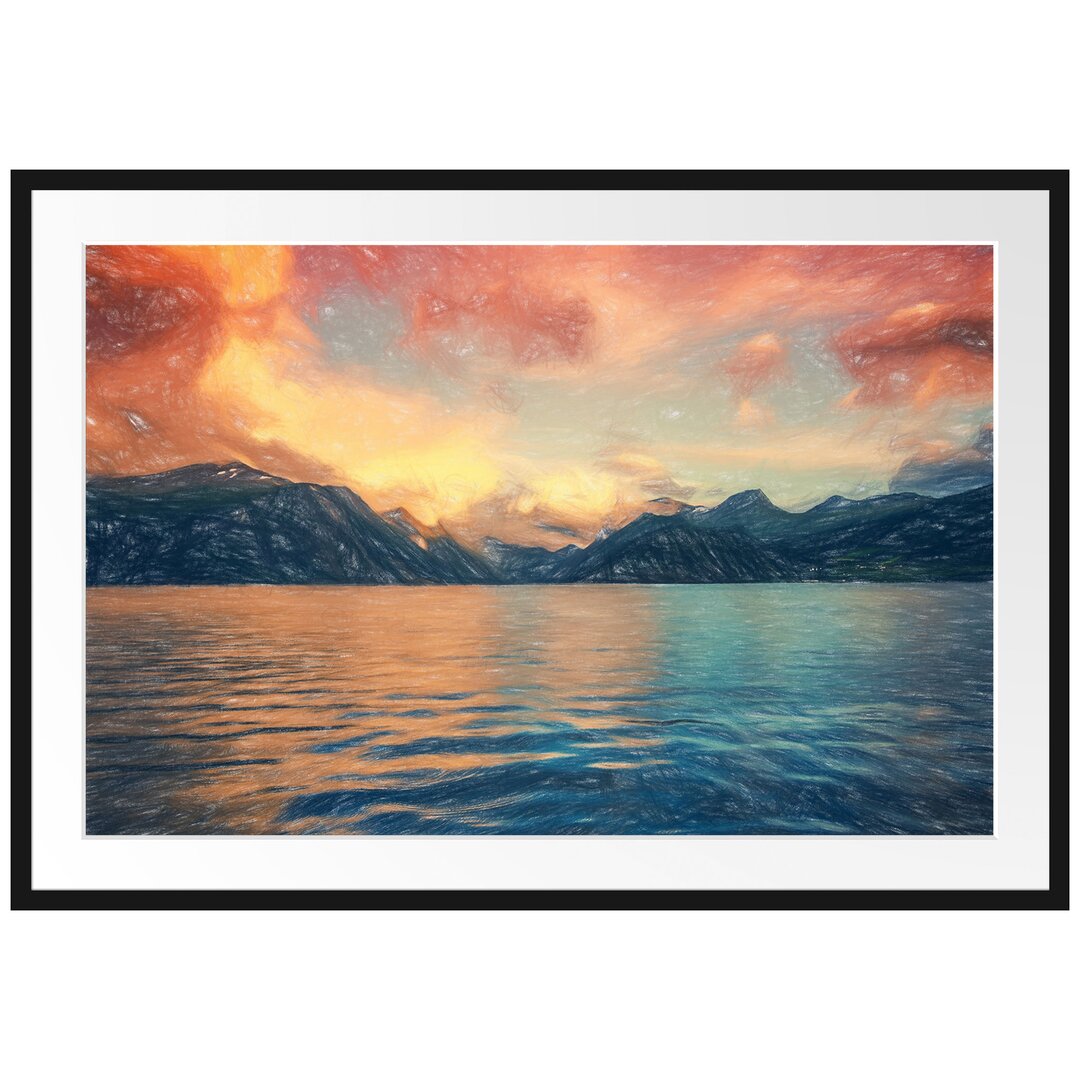 Gerahmtes Poster Schöne Nordlandschaft