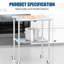 Table en acier inoxydable de 24 po x 30 po avec roulettes et tablettes réglables, pour l'extérieur commercial, le garage, la cuisine anticorrosion, le restaurant, supporte 380 lb par tablette