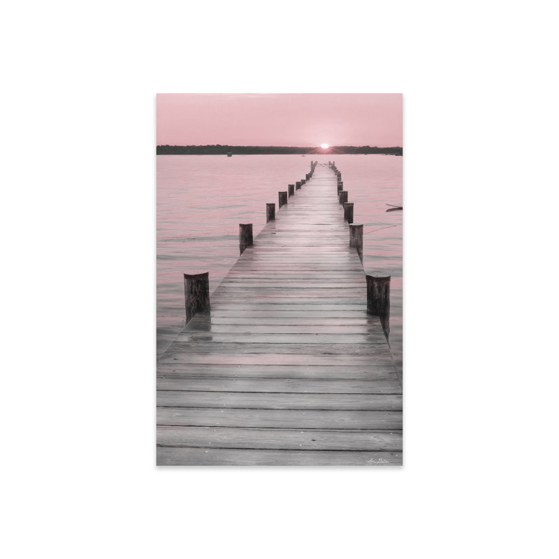 «Pink Sunset At The Dock», reproduction sur verre acrylique