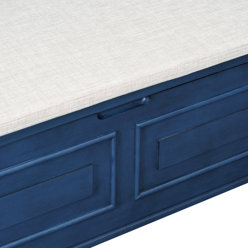 Upholstered Storage Bench,entryway bench, Antique Navy