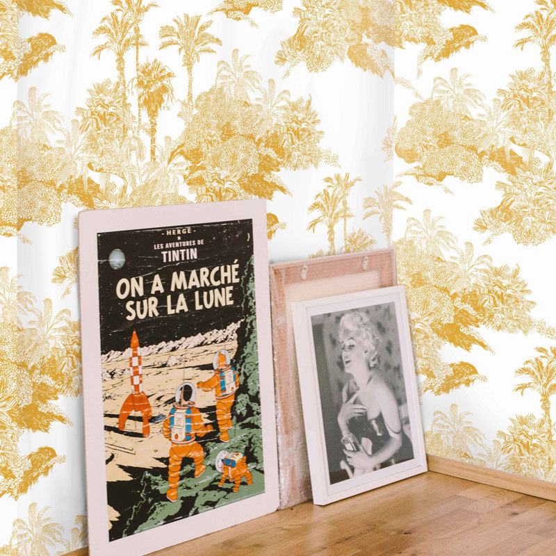 Yellow Toile de Jouy Wallpaper