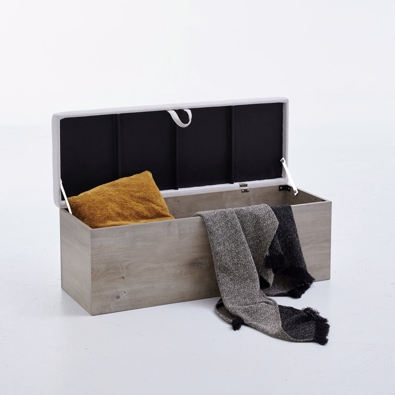 Banc de rangement rembourré à couvercle rabattable