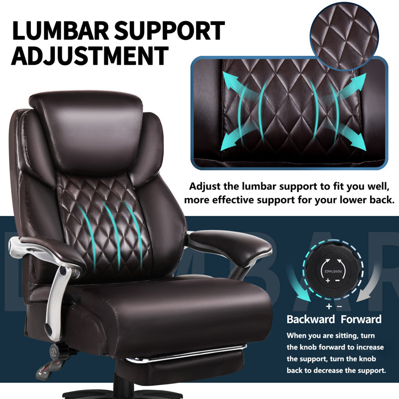 500Lbs Big And Tall Office Chair, Brown