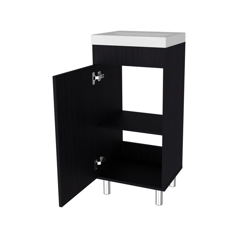 - Finished Bathroom Vanity With 2 Storage Shelves For Essentials, Minimalist Design Modern Bathrooms, Particle Board Finish And Tidy Spaces, Rectangular Profile, Quality Construction