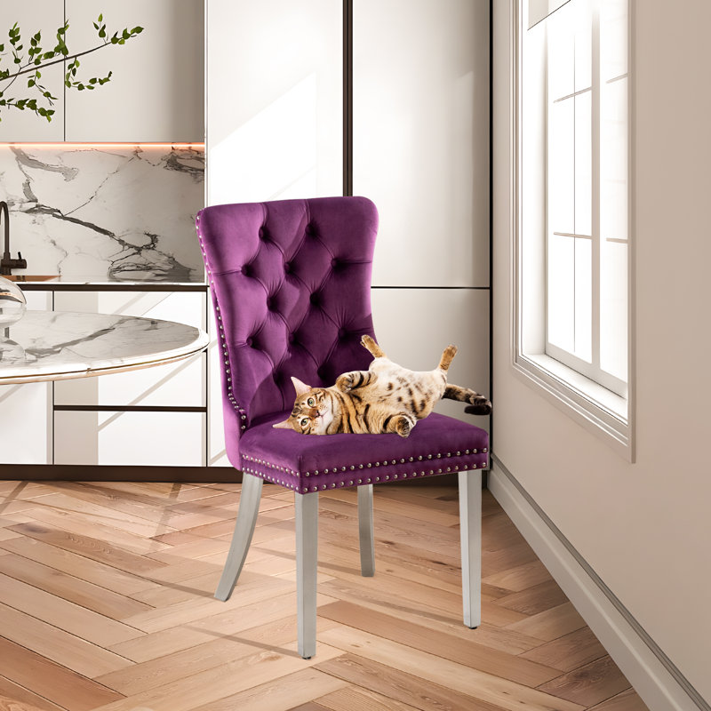 Wingback Chair Dying Velvet Chair Rosdorf Park Koal Velvet