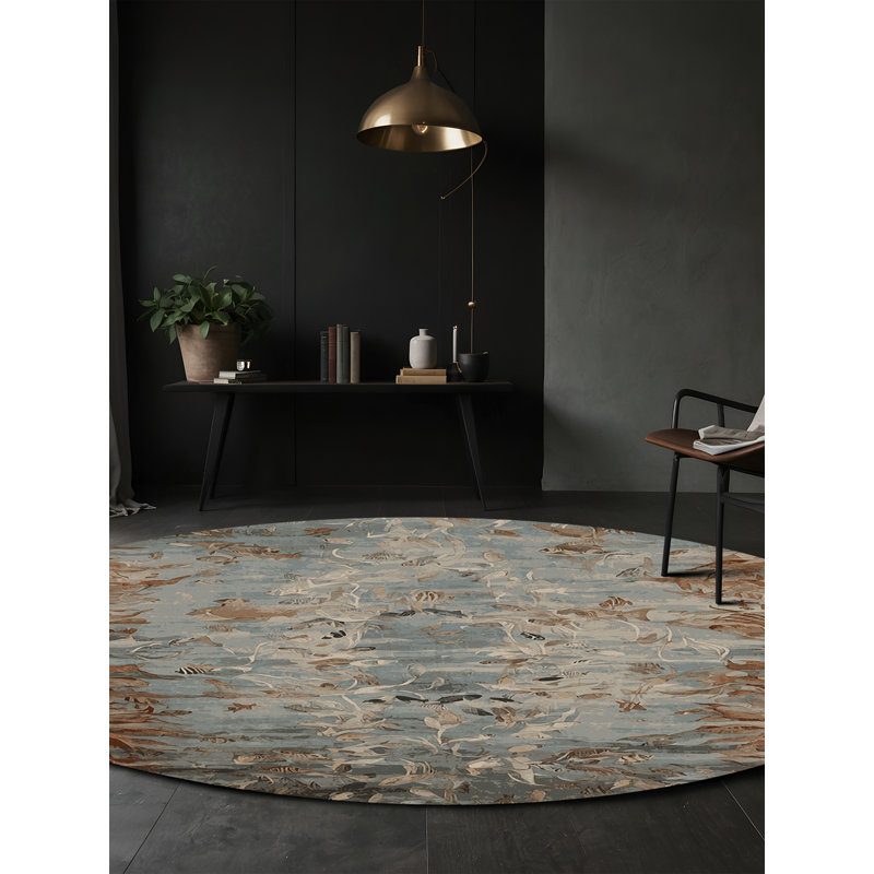 Machine Washable Gray Area Rug, Round 7'