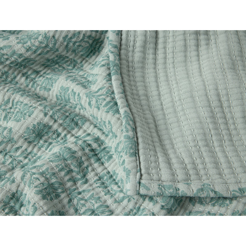 Mirada Organic Matelasse Floral Cotton Blanket, 70" L x 50" W, Midnight Indigo Chrysanthemum