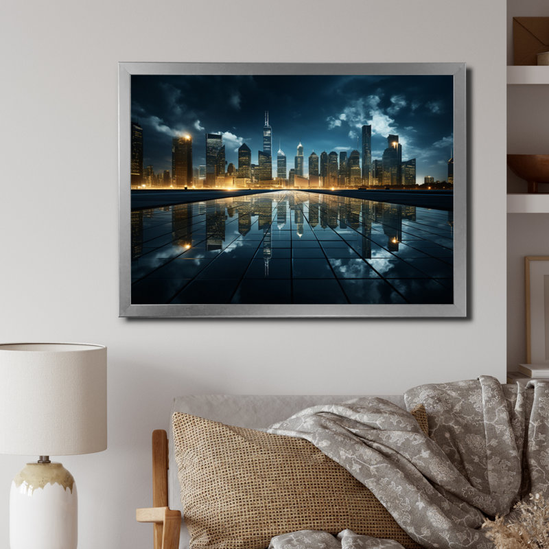 «Skyscrapers Majestic Heights I», reproduction sur toile, H 12 po x l 20 po x P 1 po, Cadre simple argenté