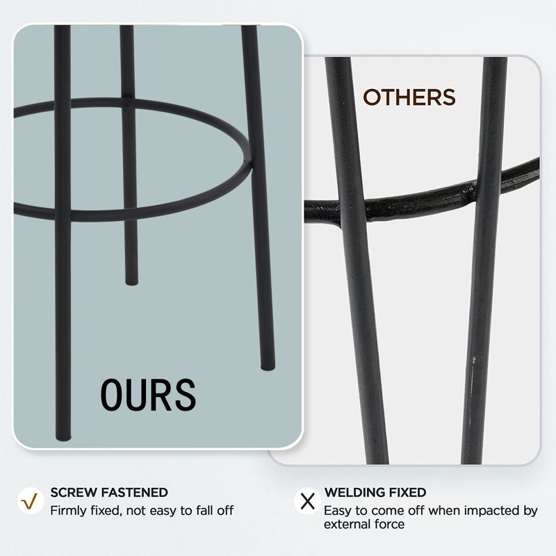 Poolesville Upholstered Counter Stool with Metal Frame, Black