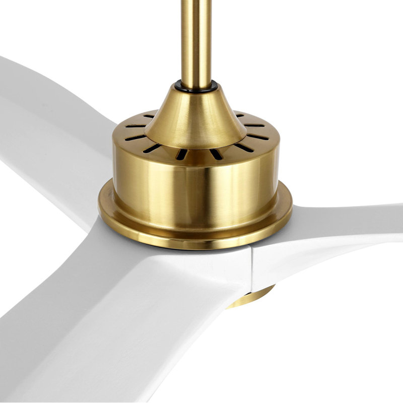 60" Wivenhoe Solid Wood 3-Blade Propeller Ceiling Fan with Remote, Gold/Off-White