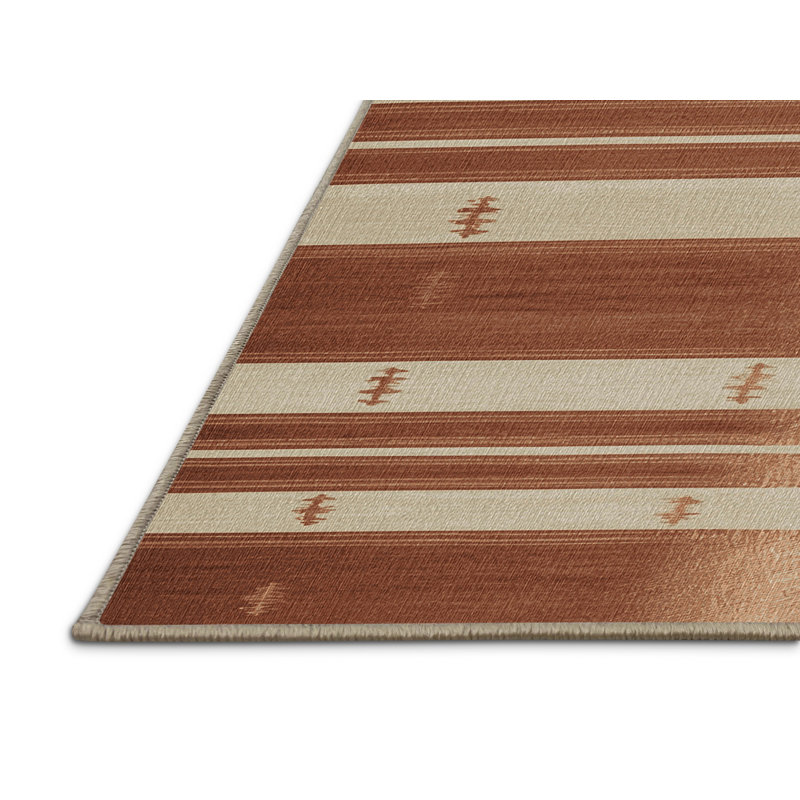  Tapis ivoire lavable rayé en cuivre, Rectangulaire 2 pi x 3 pi