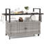 Outdoor Bar Cart With Tempered Glass Top Storage Cabinet & 8 Hooks For Porch-904535147