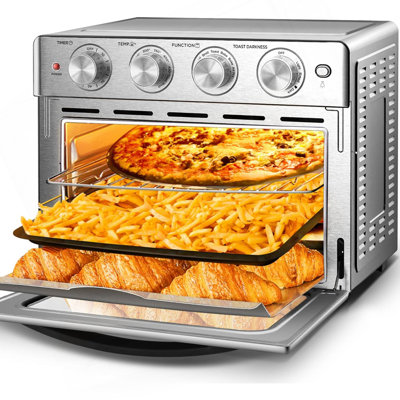 Geek Chef  6 Slice 26QT/26L Air Fryer Fry Oil-Free, Extra Large Toaster Oven Combo, Air Fryer Oven, Roast, Bake, Broil,Convection Countertop Oven, Accessories Included, Stainless Steel