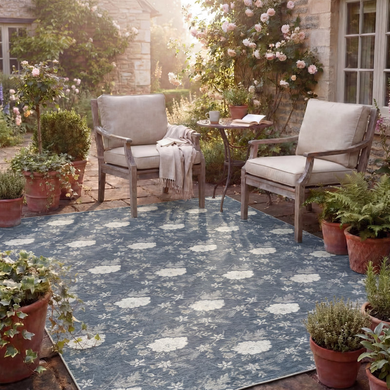 Tapis d'intérieur / extérieur Laura Ashley Doreen, Marine / multicolore, 9 pi x 12 pi