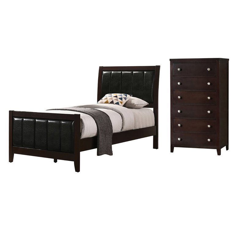 Ensemble de chambre à coucher avec commode 2 pièces Horne Cappuccino, Simple