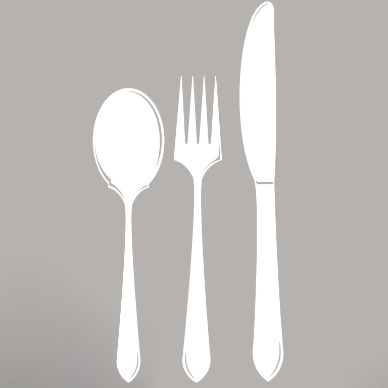 Adhésif décoratif cuillère fourchette, Blanc