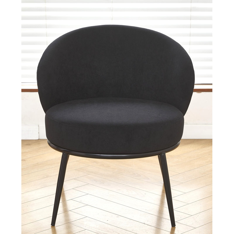 Velvet upholstery metal leg accent chair, Black Velvet