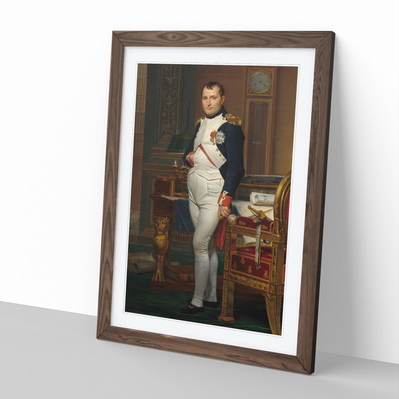 The Emperor Napoleon by Jacques-Louis David - Picture Frame Painting, Walnut, 48cm H x 36cm W x 2cm D