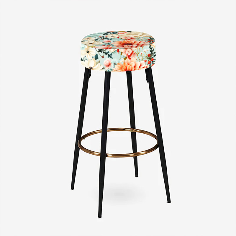 Retro Pastel Bouquet Revival - Ensemble de 2 tabourets de bar éclectiques