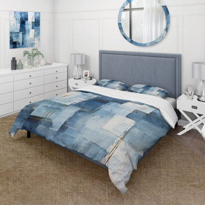 Blue And White Nautical Shapes II - Coastal Minimalism Duvet Cover Set