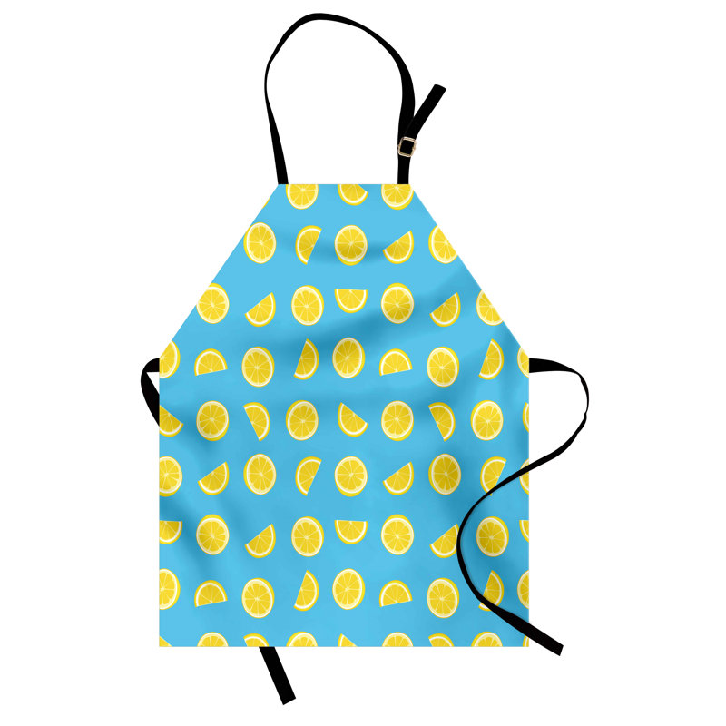 Tablier East Urban Home citron unisexe, tranches soleil d'été, taille adulte, bleu ciel jaune
