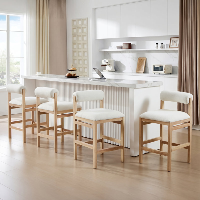 Tabouret de comptoir Albia Modern Farmhouse, Blanc