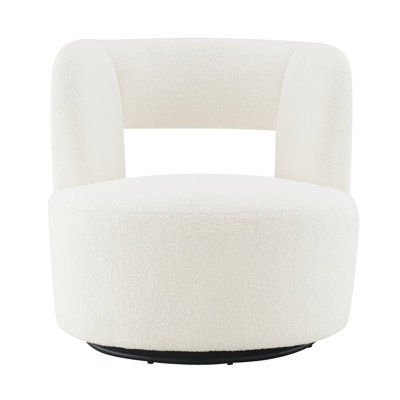 Swivel Barrel Chair With Soft Teddy Fabric, Comfy Round Accent Chair For Living Room, Bedroom, And Reading Nook