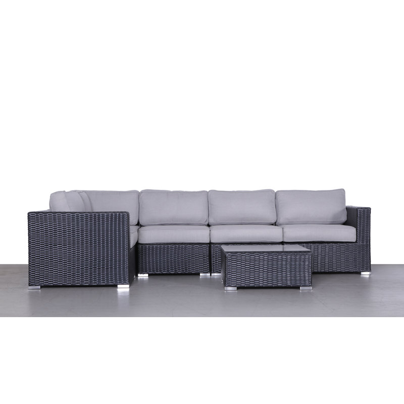 Paier Wicker Fully Assembled 4 - Person Seating Group with Cushions, Black