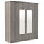 Armoire à miroir 4 portes avec tablettes, gris