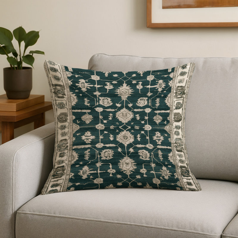 Coussin décoratif d'intérieur et d'extérieur Overdyed, Carré 16 po, Vert, look rétro 72