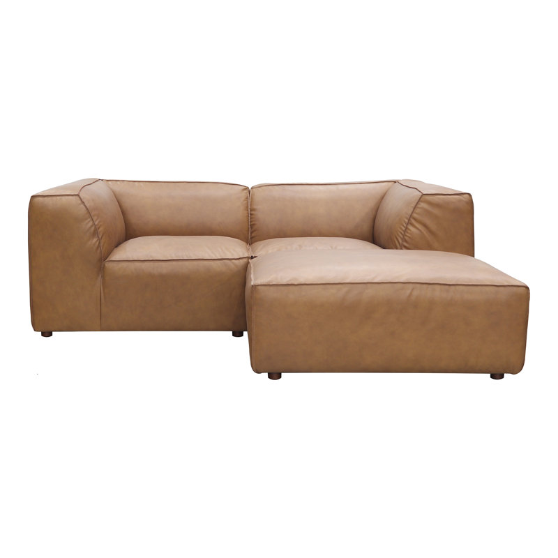 Foley 3 - Genuine Leather Modular Sectional, Tan Top Grain Leather