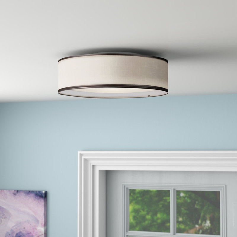 Plafonnier encastré à trois lumières DEL Jessalyn, H 5,5 po x l 16 po x P 16 po, Lin avoine