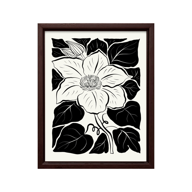 Illustration abstraite de fleur n ° 2, Canevas, Encadrement brun, H 11 po x l 14 po