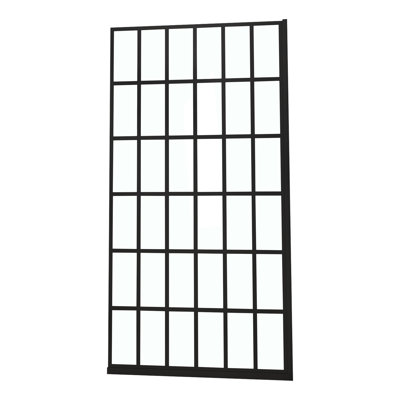 Porte de douche l 38 po x H 72 po, porte de douche fixe sans cadre, 5/16 po (8 mm), entrée ouverte, noir mat