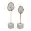 Ensemble de 2 statues décoratives, agate blanche et marbre, accent doré
