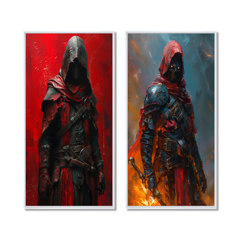 Red Warrior Hero I - Wizards, ensemble de 2 pièces d'art mural, H 28 po x l 24 po, Impression encadrée, Blanc