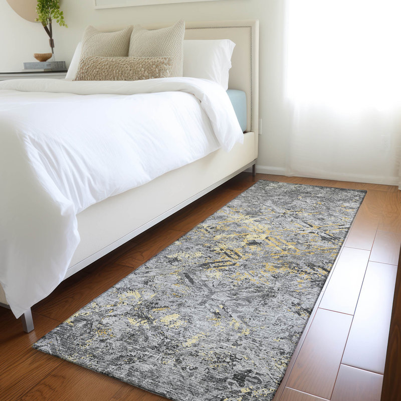 Tapis intérieur / extérieur lavable à la machine Mahaney ACN768 Sky, Tapis de couloir 2 pi 3 po x 7 pi 6 po