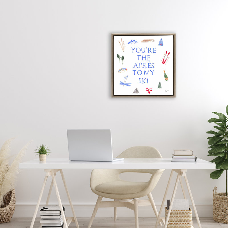 «You Are The Apres To My Ski Floating Frame», conception de Lucille Price, H 18 po x l 18 po, Cadre flottant orme Montalcino