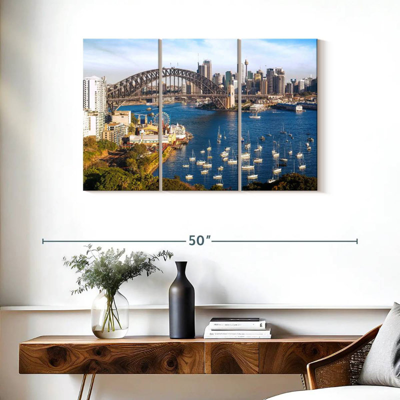 Vue panoramique de Sydney, H 24 po x l 38 po