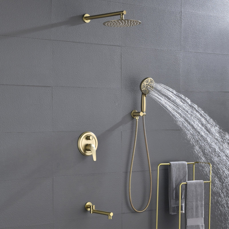 Rain Shower System With Tub Spout 3 Function Shower Faucet Set Contain 10 Inch Shower Head And Handheld Shower Trim Kit Valve Cartridge Included