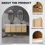 Meuble-lavabo mural 60 po avec double lavabo en résine, 4 portes à fermeture douce, chêne original, contreplaqué (KD-PACKING)