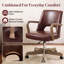 Chaise de bureau pivotante à hauteur ajustable avec roulettes - siège à dossier moyen en tissu, base en bois-636288513-636288517