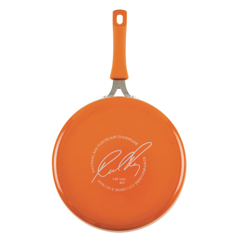 Orange 3-Quart Nonstick Aluminum Saute Pan with Silicone Handle