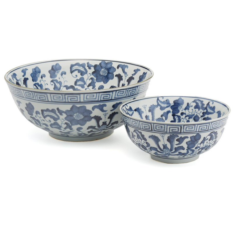 Ensemble de 2 bols en porcelaine décoratifs bleus