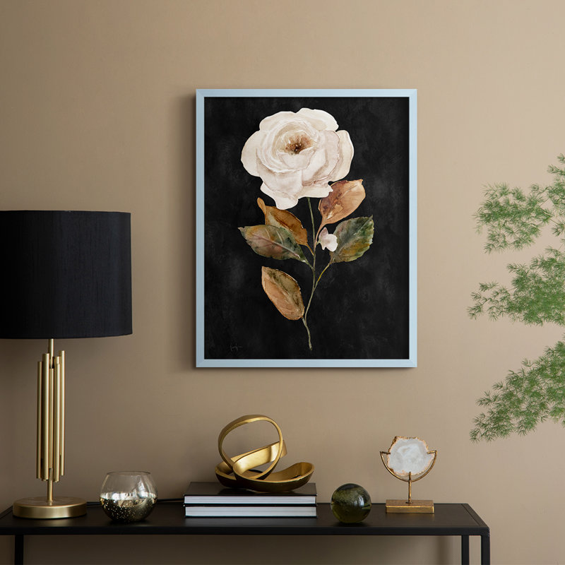 «Botanical on Black Wash II», reproduction encadrée - bois massif, H 11 po x l 9 po, Bleu