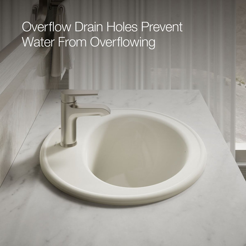 Pennington Ceramic Oval Drop-In Bathroom Sink with Overflow, Biscuit, Single