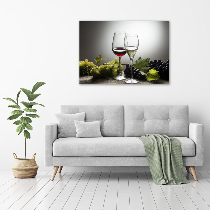 Wine And Grapes - Wrapped Canvas Print